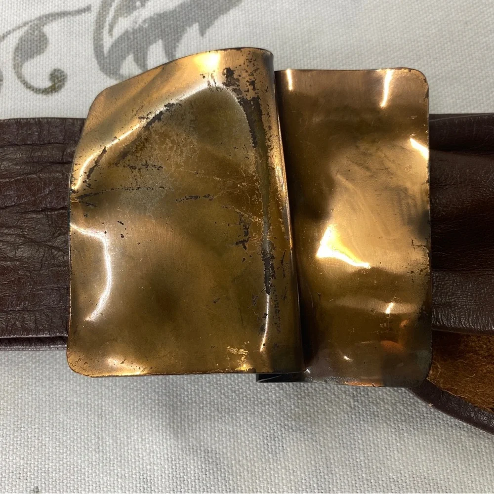 Neo Vintage BELT Bronze Tone Hammered Metal Buckle‎ And Leather  Adjustable